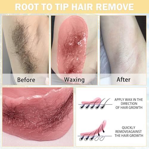 Wax Beads,5 Packs Hard Wax Beads Waxing at Home for Hair Removal - Hard Wax for Sensitive Skin Women with sticks, Bikini Brazilian Body Face Waxing (5 * 100g, Coconut & Rose)