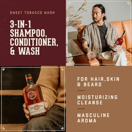 18.21 Man Made Noble Oud Wash & Absolute Mahogany 3-in-1, 18 oz Wash 2-Set Bundle, All Hair & Skin Types for Men, Strengthens and Moisturizes in a Manly Aroma