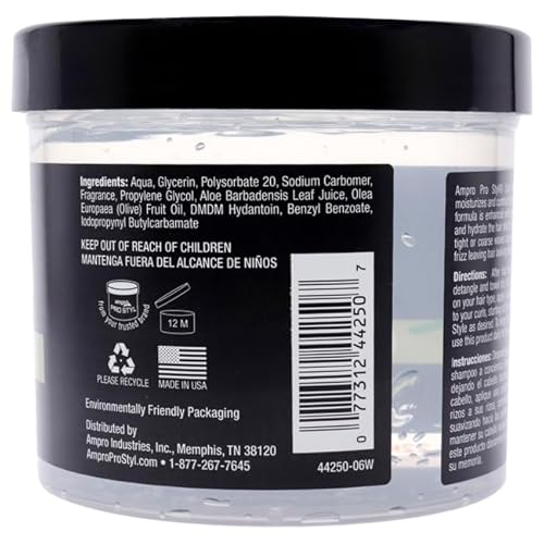 AmPro Pro Styl Curl Enhancer - Gel Activator with Olive Oil to Moisturize and Define Coils and Waves - Helps Protect and Hydrate Hair Shaft - Tames and Adds Shine to Tresses - Extra - 32 oz