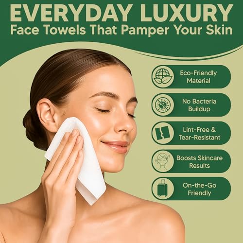 B-Clean Premium Facial Towels - Extra Soft, Tear -Resistant, Lint Free, Disposable, Vegan, Fragrance-Free Hygienic Skincare Towels for Daily Cleansing and Makeup Remover Dry Wipes (50 Count Pack of 4)