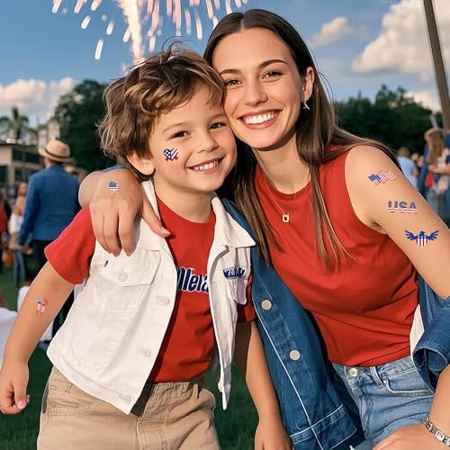 90 Pcs American Traditional Temporary Tattoos - Perfect for Independence Day Celebrations, Adults and Kids Alike, Labor Day Decorations (Classic)