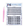 Self Adhesive Eyelashes 100 Clusters Press On Eyelash LASGOOS Natural Curl 3D Lash Individual 10-12mm Pre-Glued FOX Thick Mix Bulk DIY Extensions COSPLAY MANGA No Glue/Remover Needed With Tweezer