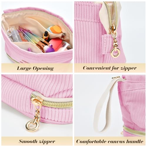 Birthday Gifts for Girls, Personalized Initial Make up Bag 18th Birthday Gifts for Girls Women, Travel Make up Bag Cosmetic Bag Preppy Stuff Bag for Her Mom Girlfriend Wife Teacher - Pink F