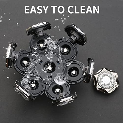 7 Blades Head Shaver Replacement Heads Electric Shaver Universal Replacement Blade Head Electric Razor for Men (7D Silvery)