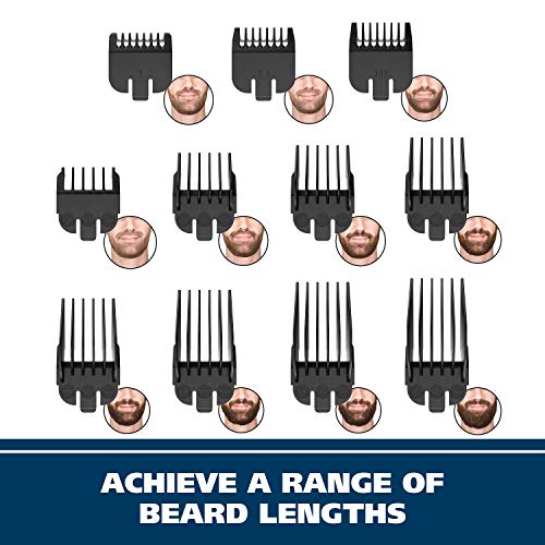Wahl USA Lithium Ion Total Beard Trimmer for Men with 11 Guide Combs for Easy Trimming, Detailing, & Grooming ? Model 9888