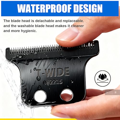 2PCS 2215 Replacement T Wide Blades Compatible with Wahl 5 Star Detailer Li Trimmer(8081) and (8171) - Adjustable Stainless-steel Zero-Gap Trimmer Blade ((2PCS-Black)