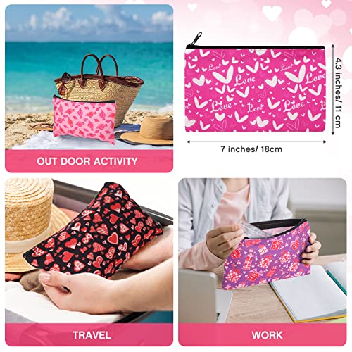 Reginary 14 Pcs Valentines Makeup Bag Bulk Valentine Galentines Day Gifts Heart Cosmetic Bags Pink Red Travel Pouches with Zipper Toiletry Purse Party Favor Gift for Women, 14 Styles