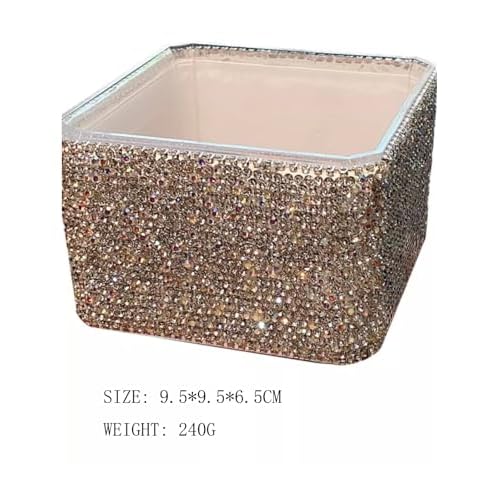 Bling Luxurious Rhinestone Desktop Organizer - High-End Makeup Storage Box Organizer Holder - Elegant Vanity Lipstick Display for Bedroom Dressing Table (Silver)