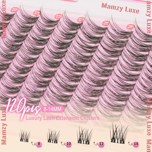 Natural Lash Clusters Kit Short Wispy Eyelash Clusters 8-14MM Clear Band Cluster Lashes Extensions Kit 120Pcs CC-Curly Daily Exquisite Eyelashes Clusters with Bond and Seal and Tweezers