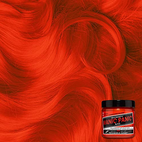MANIC PANIC Classic Psychedelic Sunset Semi Permanent Hair Color - Neon Orange Hair Dye for Women & Men That Lasts 4-6 Weeks - Vegan, Ammonia & Cruelty-Free - Create & Mix Custom Shades (4oz)