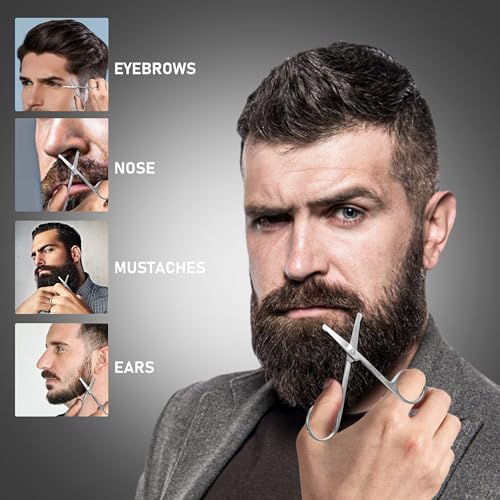 PHOGARY Beard Brush for Men, Beard Grooming Kit for Men Including Pure Boar Bristle Beards Brush Mustache Comb Scissors Travel Storage Bag