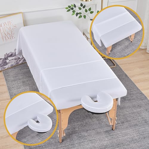 2 Sets Microfiber Massage Table Sheets, 3 Piece Reusable Massage Bed Cover Per Set, Lash Bed Cover Soft, Light-Weight, Stain & Wrinkle Resistant for Spa Beauty Tattoos