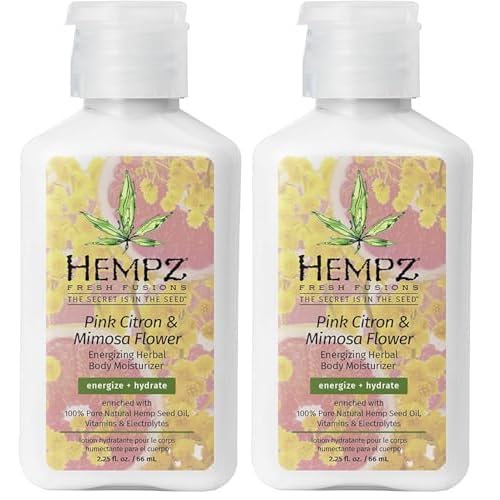 Hempz Fresh Fusions Pink Citron & Mimosa Flower Energizing Herbal Body Moisturizer, 2.25 Fl Oz (Pack of 2)