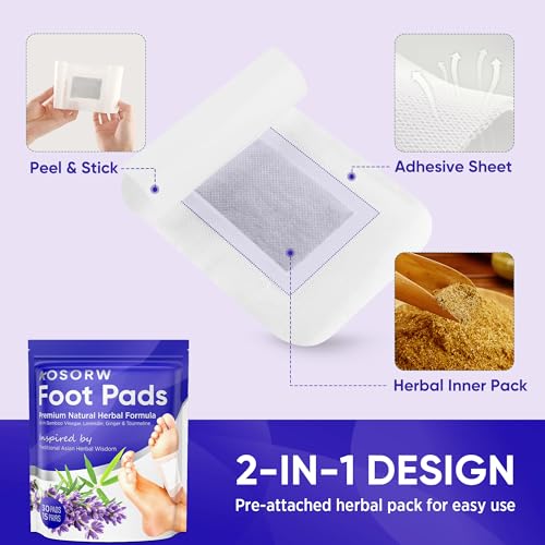 Natural Foot Pads - Lavender Bamboo Vinegar - Premium Foot Care - Soothing Nighttime Ritual - Comforting Aromatherapy Experience - 30 Pads (Pack of 1)