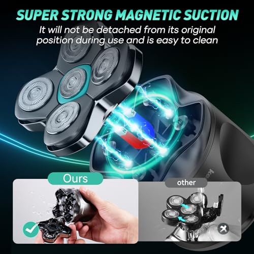 5D Head Shavers for Bald Men - Kensen 2025 Upgraded Large Hair Chamber Bald Head Shavers for Men, Christmas Gift Best Head Razor for Bald Mens Waterproof USB-C 160min Use for Home Office Travel (Blue)