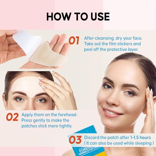 Forehead Wrinkle Patches Overnight : Forehead Fine Lines and Deep Wrinkles Treatment Remover, Anti Forehead and Between the Eyes Facial Wrinkle Patches, Hypoallergenic Patches with Collagen12 Pcs