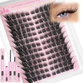 Fairy Lash Clusters Kit Wispy Cat Eye Lash Extensions Kit Natural Cluster Eyelash Extensions Kit with Lash Bond and Seal Fox Eye Individual Lashes Kit 7MM-15MM 133Pcs