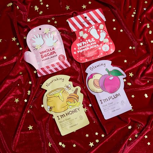 TONYMOLY Head to Toe Mask Set ? 4-Piece Face Mask Set with Sheet Masks, Hand Mask & Foot Mask | Hydrating, Brightening & Nourishing Skincare Collection, Holiday Gift Set