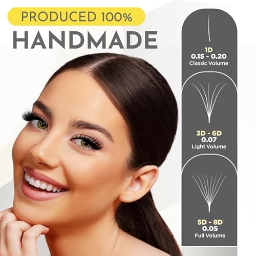 Heidari Handcraft Promade Eyelashes Extension Ideal for Professional Lash Salon, Collection 3D-20D, C CC D DD Curl, Thickness 0.03~0.1mm, Length 8-20mm, Long Lasting,Easy Application 5D-0.07 D 11 mm