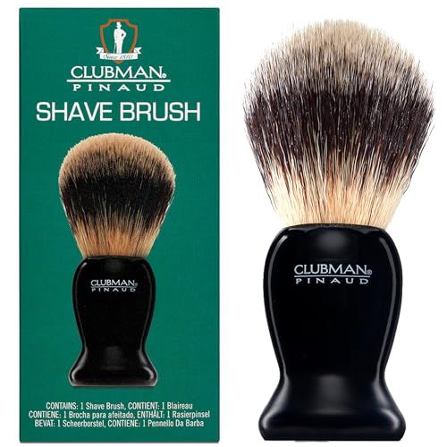 Clubman Pinaud Shave Brush ? Classic Shaving Brush for Men, Soft Bristles, Ideal for Lathering Shaving Soap, Black Handle, 1 Pack