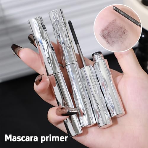 Iron Wand Mascara,New Metal Curl Waterproof Mascara, Tubular Eyelash Primer Waterproof Long Curling, Brushless Mascaras for Natural and Non-smudged Eyelash,Black (Pack of 1)