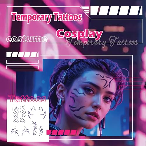 Temporary Tattoos Rumii Cosplay Accessories,Cosplay Tattoos Stickers Purple (2)