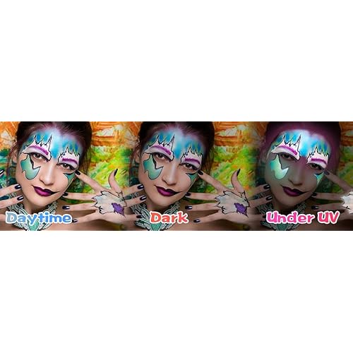 18 Pack Glow in The Dark Paint, Glow in The Dark Face Body Paint Glow Sticks Makeup Face Painting Kits for Adult, Neon Face Paint Crayons UV Crayons Kit for Halloween and Parties