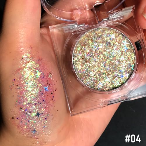 Holographic Metallic Spark Glitter Gel,Face Glitter, Hair Glitter, Eye Glitter and Body Glitter for Women, Festival Accessories, Cosmetic Glitter Makeup,Loose Glitter Set,Vegan & Cruelty Free, #4
