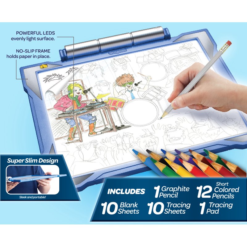 Light Up Tracing Pad for Kids and Artists with Colored Pencils - Blue