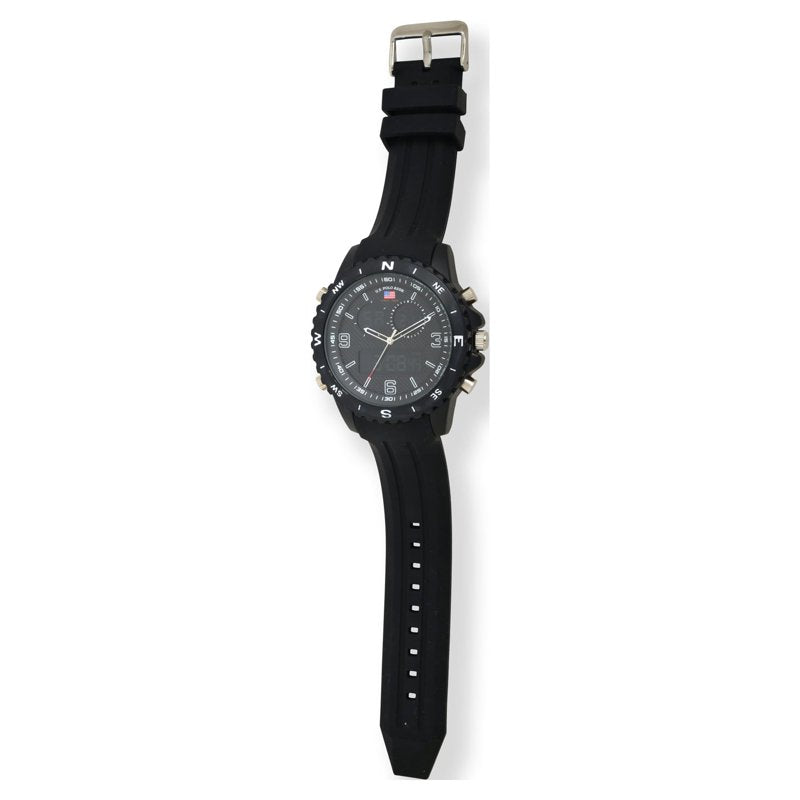 Men's Analog Watch with Black Rubber Strap - Casual Sport Style US9766WM