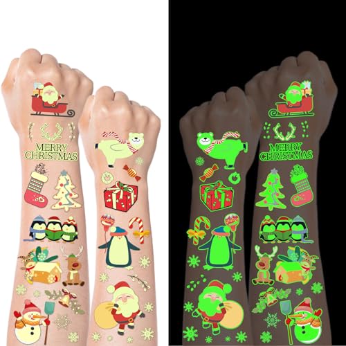 260 Styles Luminous Christmas Tattoos Party Favors for Kids, Christmas Goodie Bag Stocking Stuffers Temporary Tattoos, Christmas Classroom Gifts Treats Party Games Supplies for Kids Boys Girls