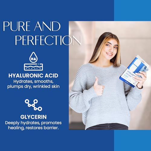 Hyaluronic Acid Sheet Face Mask - Skin Firming, Anti-Aging, Moisturizes & Plumping - Dermatologist Tested, Cruelty-Free Korean Skincare for All Skin Types - Pack of 5