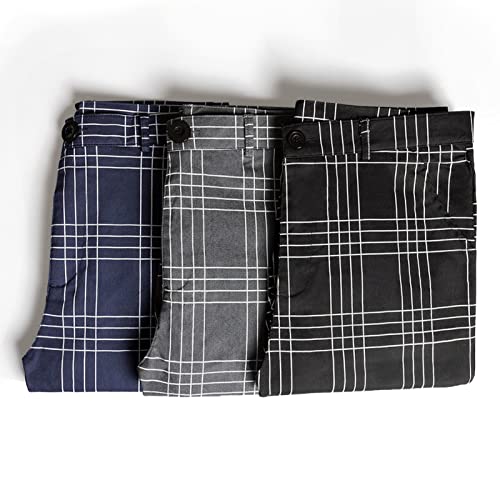 Men's Slim Fit Dress Pants Plaid Stretch Pants Skinny Slack Business Casual Pants