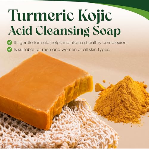 Turmeric Kojic Acid Soap Bars with Vitamin C, Retinol & Hyaluronic Acid ? Face & Body Soap with Collagen & Shea Butter ? 2-Pack Cleansing Bars for All Skin Types