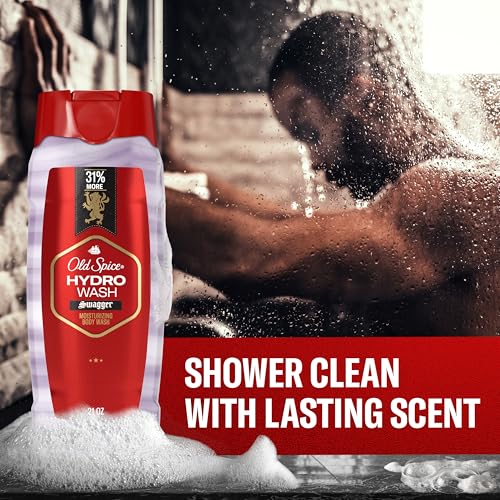 Old Spice Moisturizing Body Wash for Men, Hydro Wash, 2-in-1 Long Lasting Scent & Deep Hydration, 24/7 Shower Fresh, Swagger Scent, 21 oz (Pack of 2)