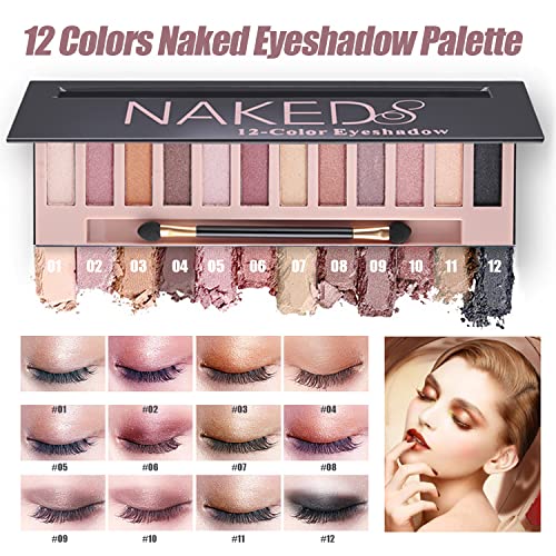 All in One Makeup Kit, Makeup Kit for Women Full Kit, Travel Make Up Gift Set for Women Teens Girls, Includes Eyeshadow, Foundation, Lipstick Set, Eyebrow Soap, Eyeliner Stamp, Mascara, Brush, Sponges