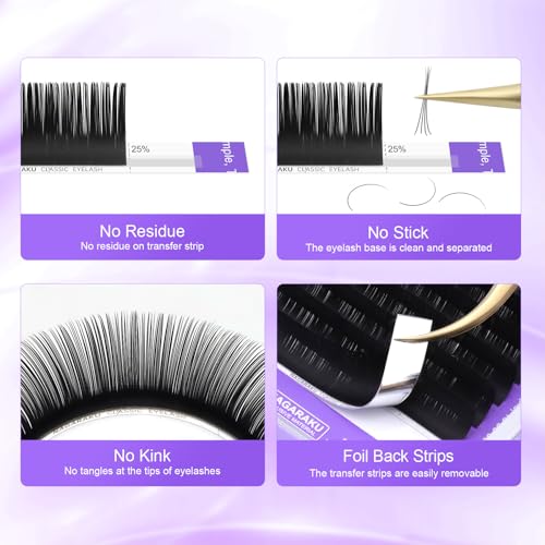 NAGARAKU Eyelash Extensions 0.15mm D curl 7-15mm Mix Tray Individual Lashes Classic Matte Black Faux Mink 16 Rows Professional Beauty Salon Supplies - Purple Card - Purple Card