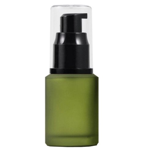 1PCS 60ML/2OZ Empty Refillable Green Frosted Glass Bottles with Pump Vial Cosmetic Dispenser Jars Storage Container Portable Travel Bottle Sample Trial Packing