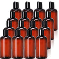 Zubebe 36 Pcs Plastic Travel Bottles with Disc Top Flip Cap Empty Refillable Squeeze Travel Containers for Shampoo Lotions Cream Toiletries Liquid Body Soap (Brown, 8 oz)