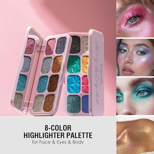 8-Color Eyeshadow Palette, Platinum Crystal Cool, Silver Gray Metallic Shimmer Shades, Long-Lasting Waterproof Formula, Smooth Blendable Eye Makeup for Elegant & Cool Tone Looks