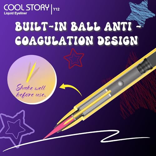 COOL STORY Liquid Eyeliner Waterproof Smudge Proof Eye Liner, 24H Long-Lasting, 0.6ml/0.02 fl.oz Black