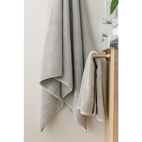Cozy Earth Ribbed Hand Towel Set - 60% Cotton 40% Viscose from Bamboo Hand Towels - Soft & Absorbent Textured Ribbed Pattern - 2 Pack Light Grey