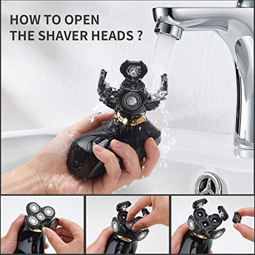 4 in 1 Electric Head Shaver Set - Bald Shaver, Wet & Dry, Cordless, with Nose & Ear Trimmer, Facial Cleansing, Rechargeable, IPX6 Waterproof