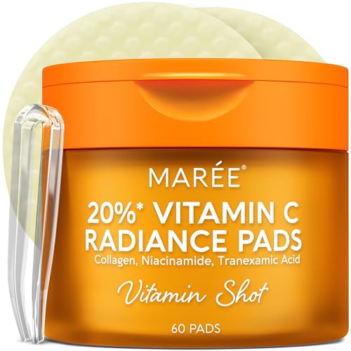 MAREE Vitamin C Toner Pads for Face ? Brightening Facial Polishes with 20% Complex: Vitamin C Collagen Niacinamide TXA ? Facial Radiance, Uneven Skin Tone, Acne Clearing Pads ? Glow Up Skincare Device