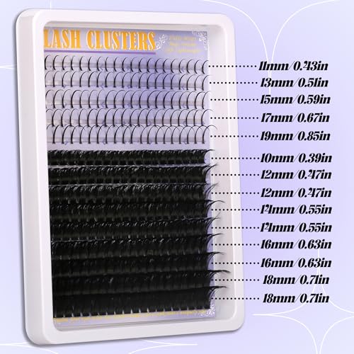 Lash Clusters 100D Lash Spikes Eyelash Clusters Volume 260pac Long 10-19mm Individual Lashes DIY Spiky Lash Extension Mega Cluster Eyelash Extensions Mink Strips Lashes Thick