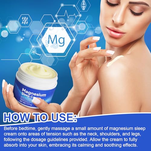 Magnesium Cream,Topical Magnesium Cream with Pure Zechstein Magnesium,Magnesium Lotion,Rich in Almond Oil, Lavender, Vitamin E,Topical Magnesium Oil for Feet, 3.17 OZ