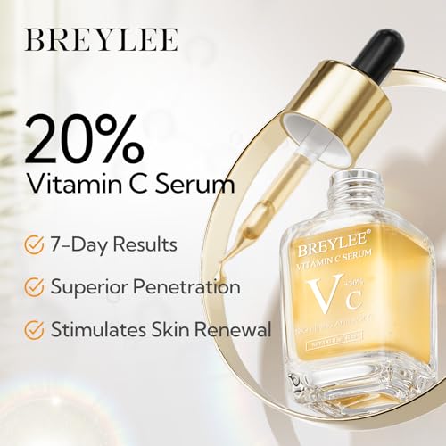 BREYLEE Vitamin C Serum for Face & Eye (1.4 oz) for Brightening Skin,Dark Spot Remover,Reduce Wrinkle,Anti Aging,Moisturizer with Hyaluronic Acid,Vitamin E,Retinol