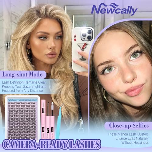 Lash Clusters Kit Wispy Natural Cluster Eyelash Extension Kit DIY Lash Extension Kit C-curly 10-16MM Eyelash Clusters Volume Individual Lashes Kit by Newcally