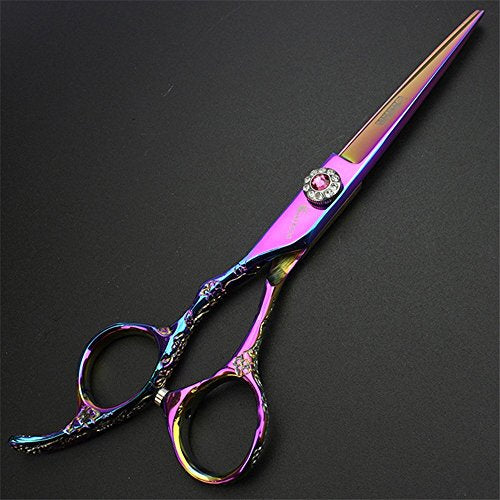 (Left hand) Purple 6-inch hair clippers Japanese 440c high hardness stainless steel professional hair salon hair clippers and thinning scissors