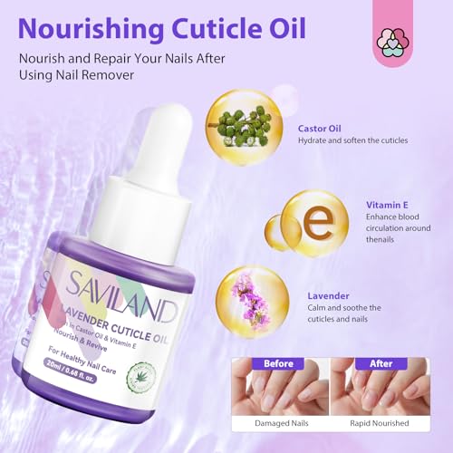 SAVILAND Nail Polish Remover Kit: Gel Nail Polish Remover with Cuticle Oil Nail Soaking Bowl Complete Removal Tools for Effective Removal of Gel Polish Acrylic Dip Powder Home Use 8.45 OZ